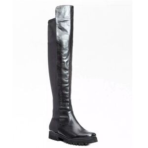 Donald J Pliner Roz over the knee black lug sole leather and crepe boots -size 6